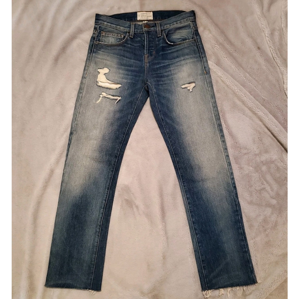Current/Elliott unisex  Straight Leg Distressed Blue Jeans